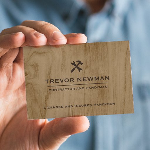 Customizable Modern Construction Handyman Carpenter Tools Wood Business Card