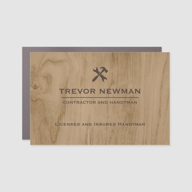 Modern Construction Handyman Carpenter Tools Wood Car Magnet (Front)
