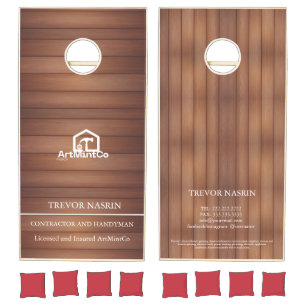 Modern Construction Handyman Carpenter Tools Wood Cornhole Set