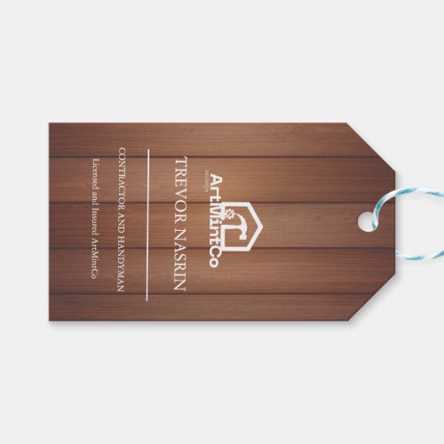 Modern Construction Handyman Carpenter Tools Wood Gift Tags
