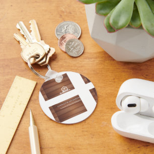 Modern Construction Handyman Carpenter Tools Wood Keychain