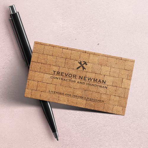 Modern Construction Handyman Tool Brick Wall Business Card