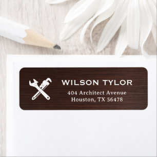 Modern Construction Handyman Tools Wood Label