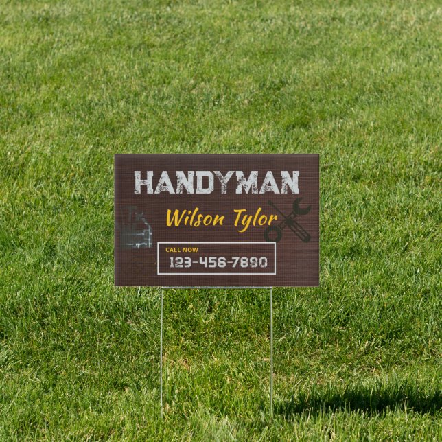 Modern Construction Handyman Tools Wood Sign (Insitu)