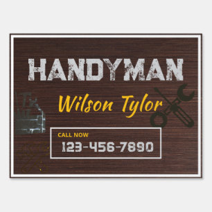 Modern Construction Handyman Tools Wood Yard Sign