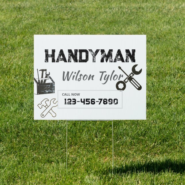 Modern Construction Handyman Tools Yard Sign (Insitu)