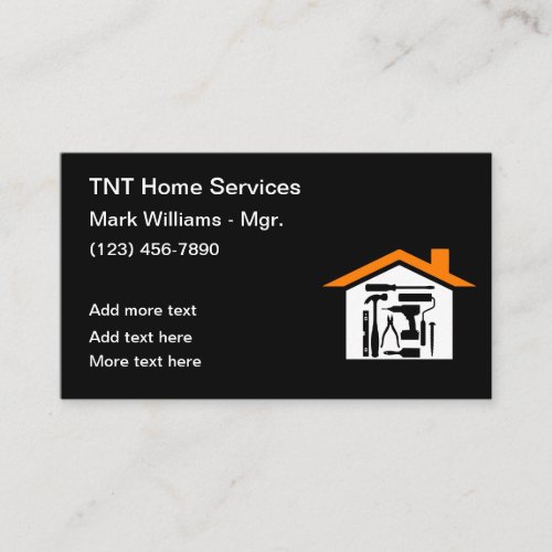 Modern Construction Home Services Business Cards