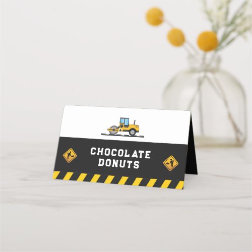 Modern Construction Party Food Tent Labels Place Card