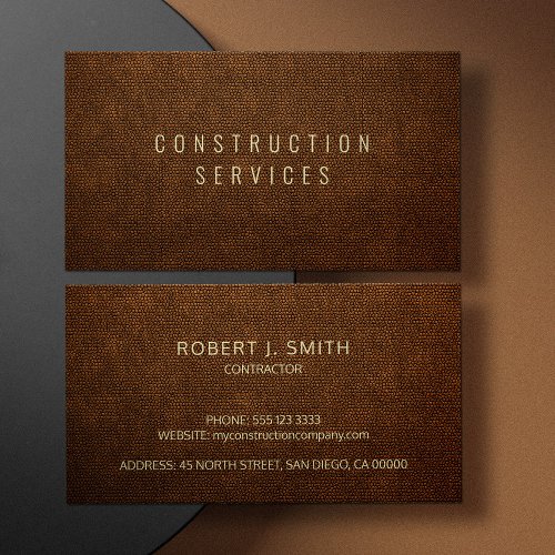 Modern construction professional contractor business card