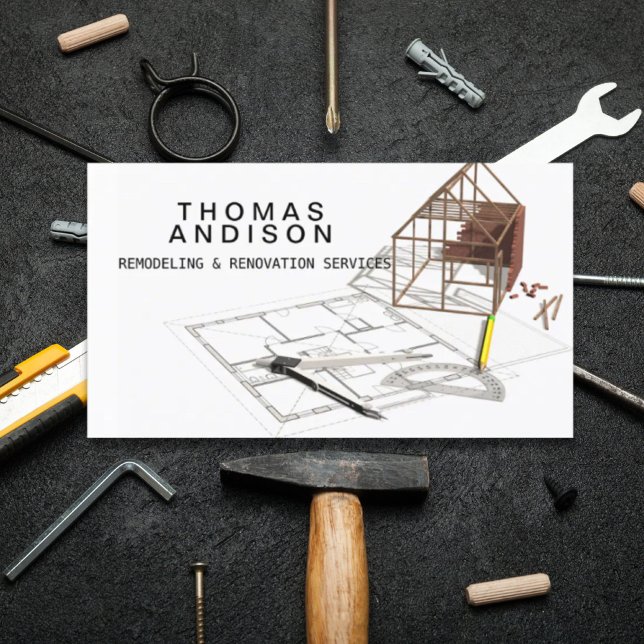 Modern Construction Remodeling Builder Contractor  Business Card (Modern Construction Remodeling Builder Contractor Business Card)