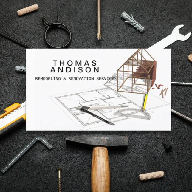 Modern Construction Remodeling Builder Contractor Business Card | Zazzle