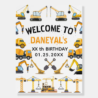 Modern Construction Simple Kid's Birthday Foam Board