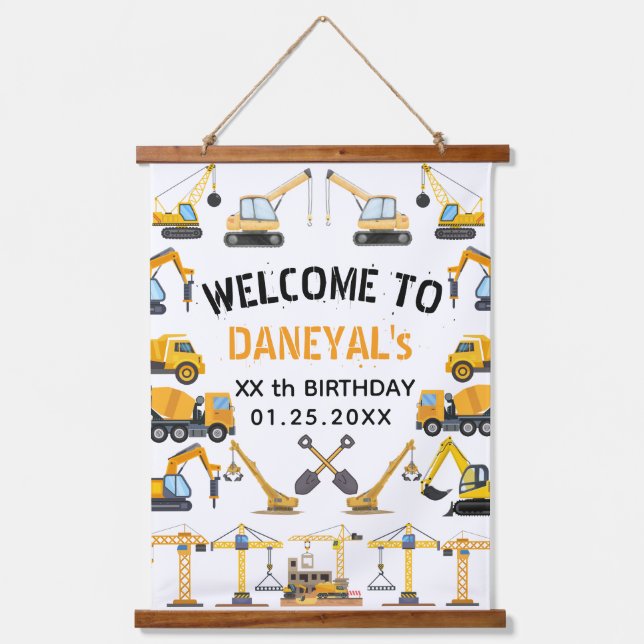 Modern Construction Simple Kid's Birthday Hanging Tapestry (Front)