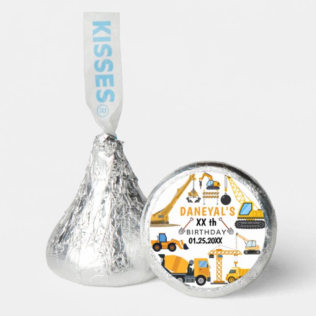 Modern Construction Simple Kid's Birthday Hershey®'s Kisses® (Front)