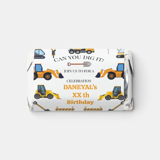 Modern Construction Simple Kid's Birthday Hershey's Miniatures (Front)