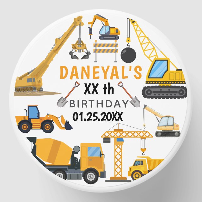 Modern Construction Simple Kid's Birthday Mini Candle Favors (Front)