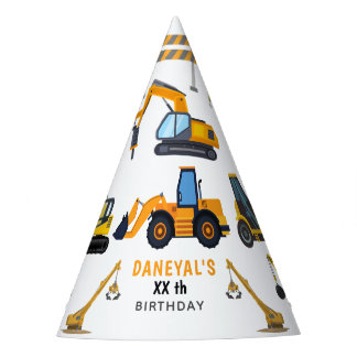 Modern Construction Simple Kid's Birthday Party Hat