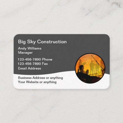 Modern Construction Site Management Business Card