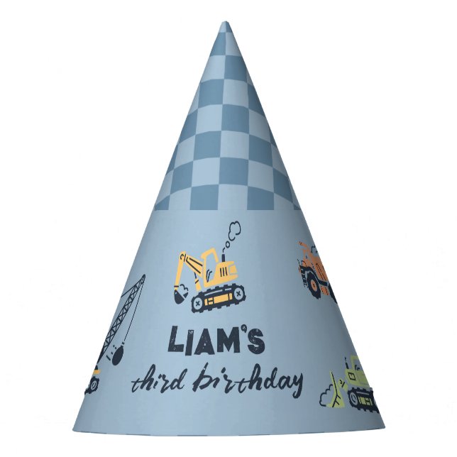 Modern Construction Truck Birthday Hat (Front)