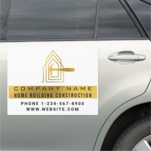 Modern Construction White Gold Home Building Lux Car Magnet