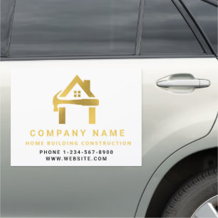 Modern Construction White Gold Home Building Lux Car Magnet