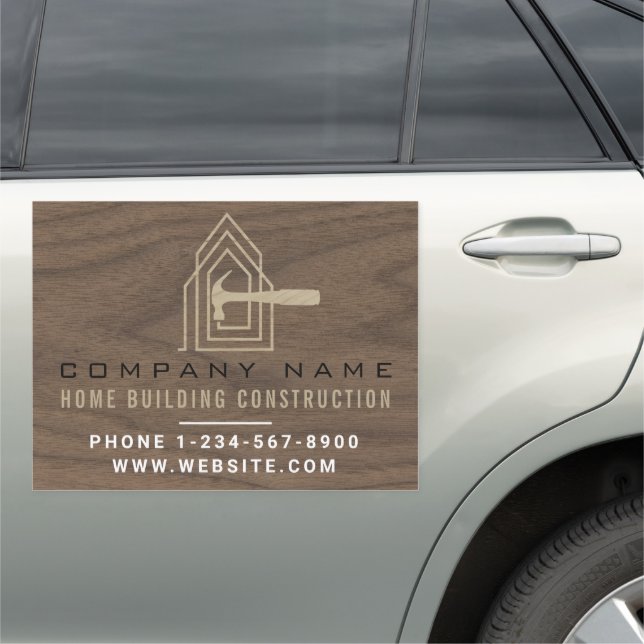 Modern Construction Wood Home Building Lux Car Magnet (In Situ)