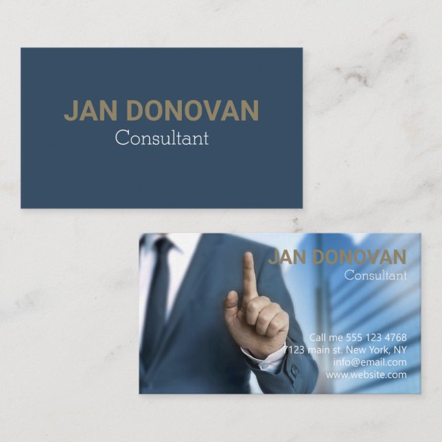 Modern Consultant Businessman men's suit Business Card (Front/Back)