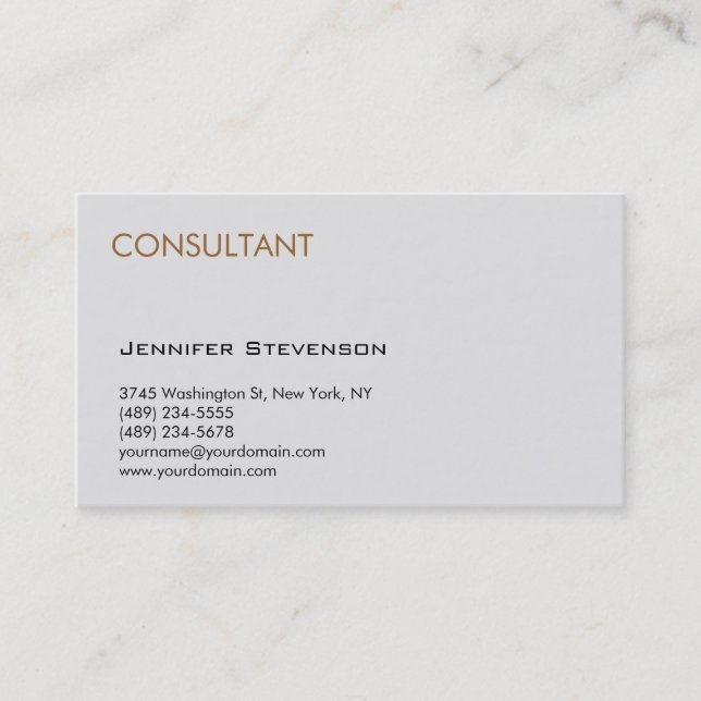 Modern Consultant Grey Professional Business Card (Front)