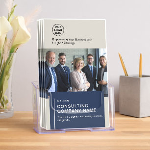 Modern Consultant Neutral Navy Business Tri-Fold Brochure