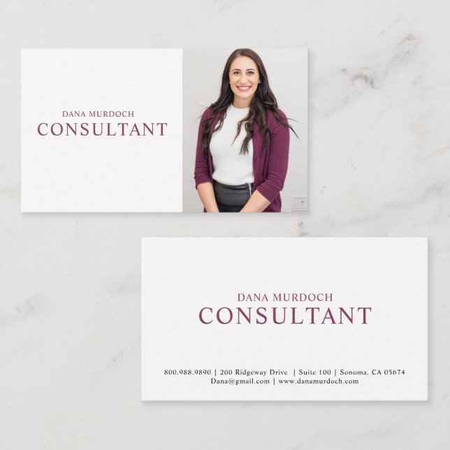 Modern Consultant Professional Photo Business Card (Front/Back)