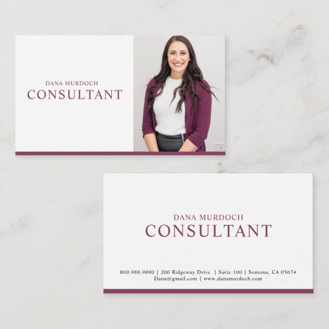 Modern Consultant Professional Photo Business Card (Front/Back)