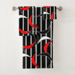 Modern Contemporary Abstract Black Red Pattern Bath Towel Set at Zazzle