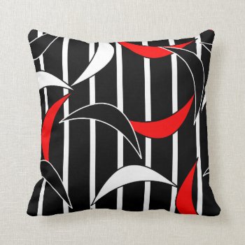 Modern Contemporary Abstract Black Red Pattern Throw Pillow by TheHomeStore at Zazzle