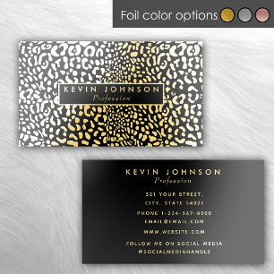Modern Contemporary Animal Print Gold Foil Luxury Business Cards