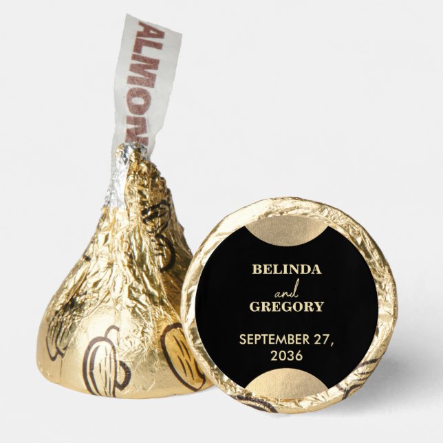 Modern Contemporary Black & Gold Abstract Wedding Hershey®'s Kisses® (Front)