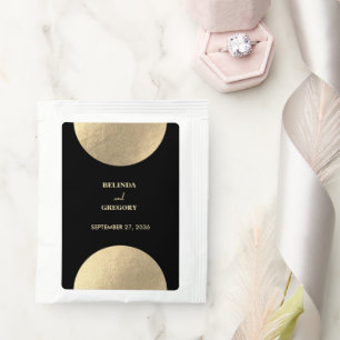 Modern Contemporary Black & Gold Abstract Wedding Tea Bag Drink Mix