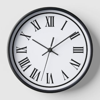 Modern Contemporary Black Roman Numeral Wall Clock by idesigncafe at Zazzle
