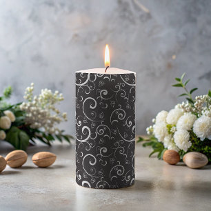 Modern Contemporary Black White Classic Elegant Pillar Candle