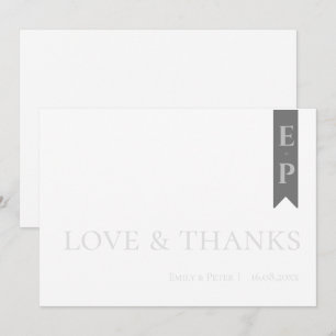 Modern Contemporary Black White Love & Thanks  Thank You Card