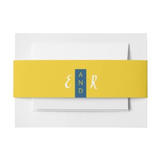 Modern Contemporary blue & yellow wedding monogram