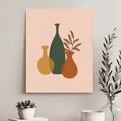 Modern Contemporary Boho Vase Trio Faux Canvas Print