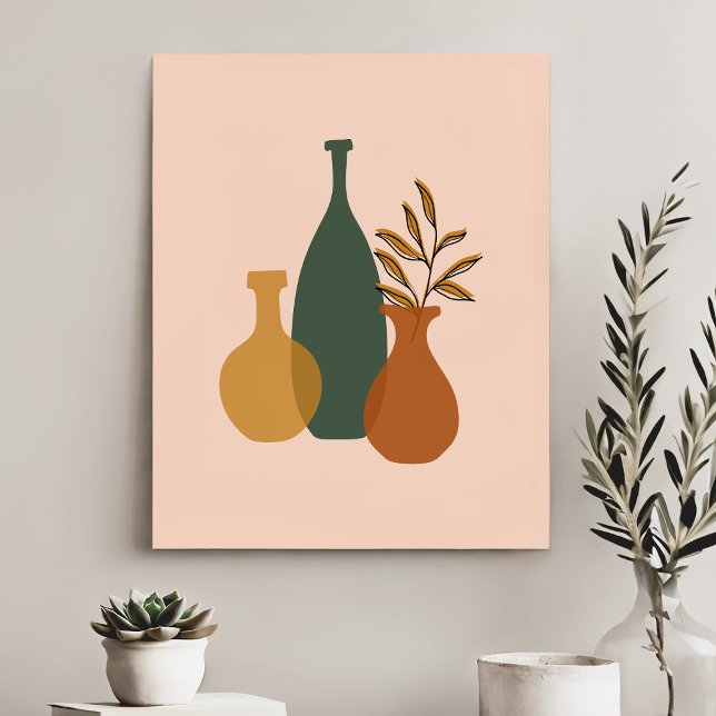 Modern Contemporary Boho Vase Trio Faux Canvas Print (Creator Uploaded)