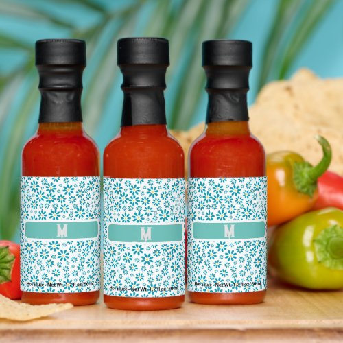 Modern Contemporary Daisy Flower Initial Hot Sauces