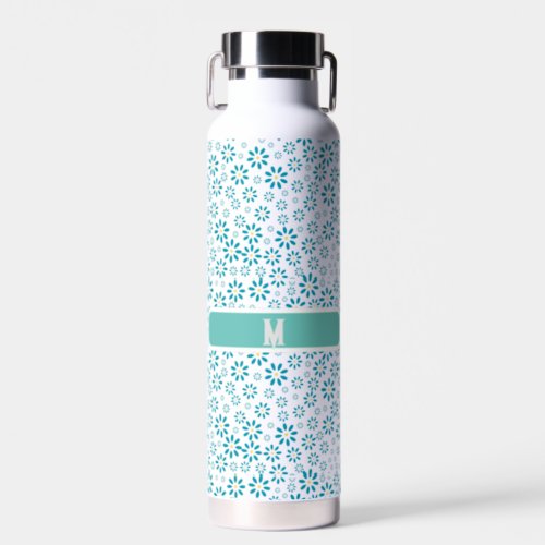 Modern Contemporary Daisy Flower Initial Water Bottle