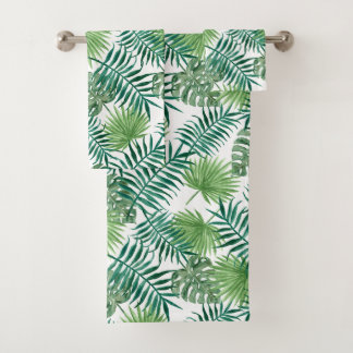 Modern Contemporary Fern Leaf Pattern Bath Towel Set