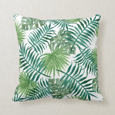 Modern Contemporary Fern Leaf Pattern Throw Pillow