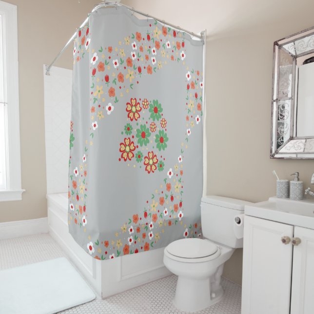 Modern Contemporary Floral Shower Curtain (In Situ)