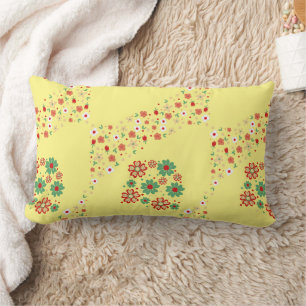 Modern Contemporary Floral Yellow Lumbar Pillow
