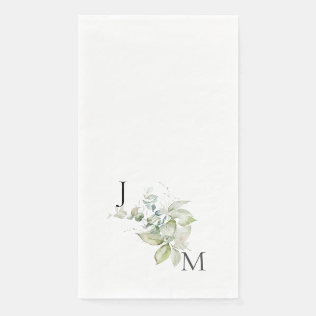 Modern & Contemporary Foliage Monogram  Paper Gues Guest Towels (Front)