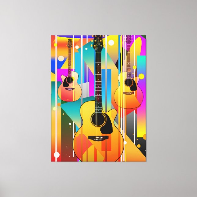 Modern Contemporary Geometric Guitar  Canvas Print (Front)